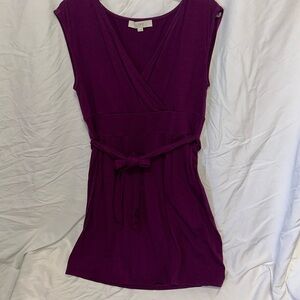 LOFT purple cotton dress with belt sz L